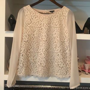 Ann Taylor Cream Lace Sheer Blouse